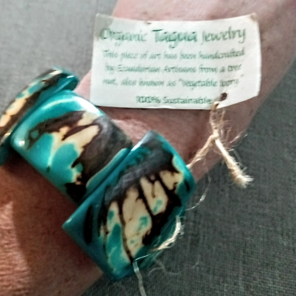 Turquoise and black ocean-inspired chunky bracelet